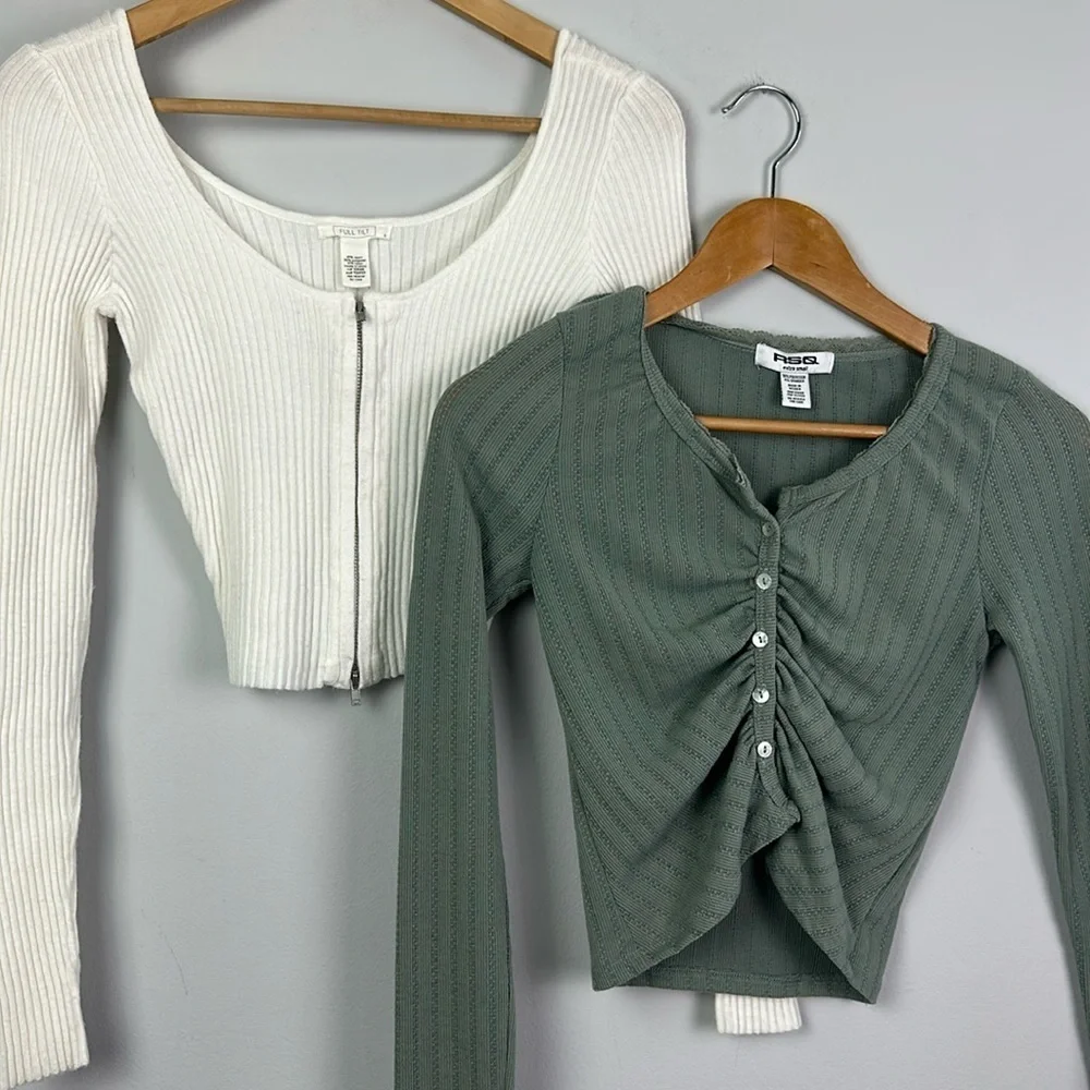 RSQ & Full Tilt Bundle Long Sleeve Sweater T-Shirt Bundle XS/S Cropped Top Basic